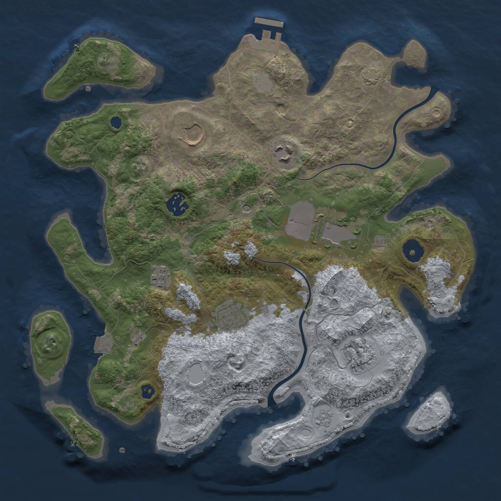 Rust Map: Procedural Map, Size: 3500, Seed: 835829724, 12 Monuments