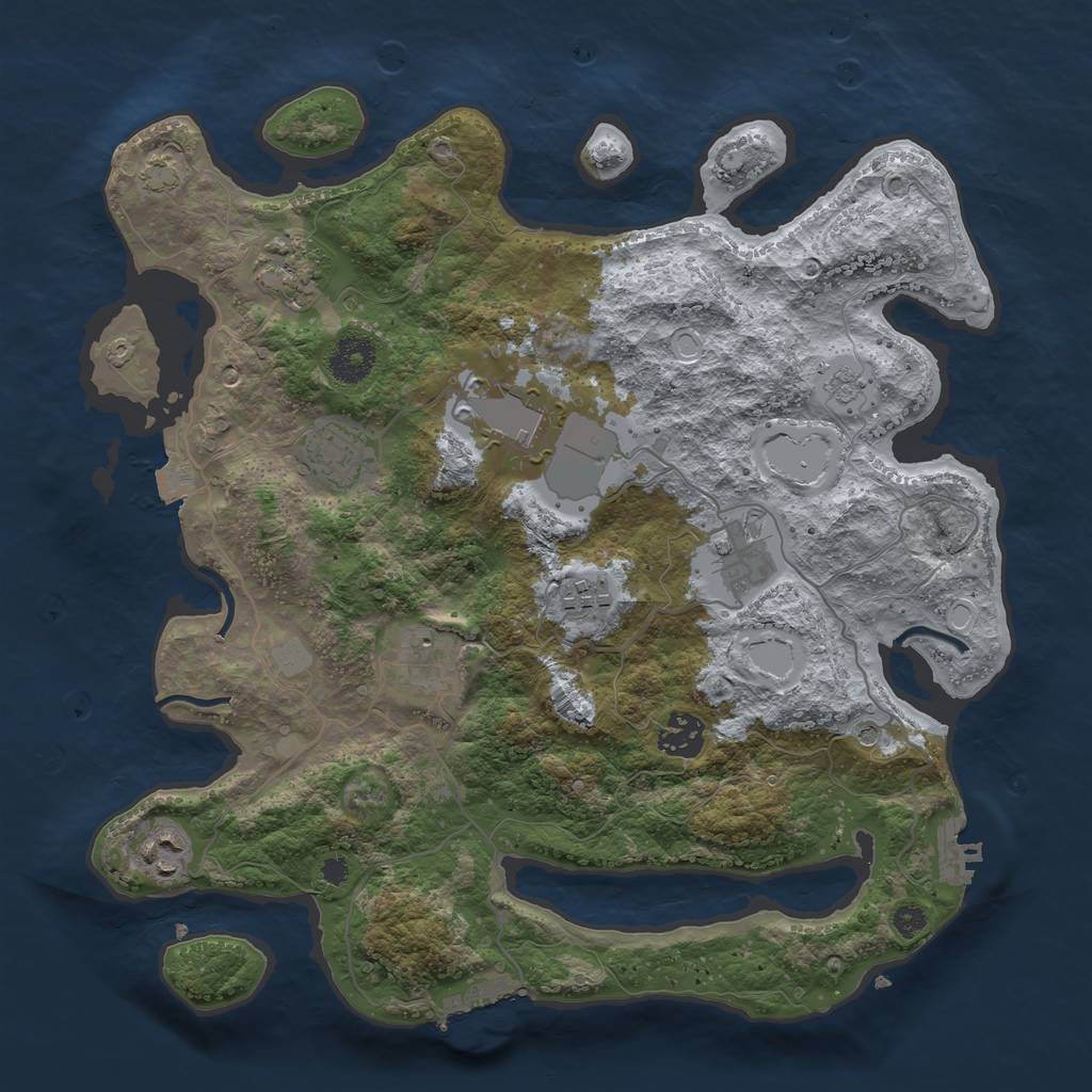 Rust Map: Procedural Map, Size: 3500, Seed: 1042054035, 16 Monuments