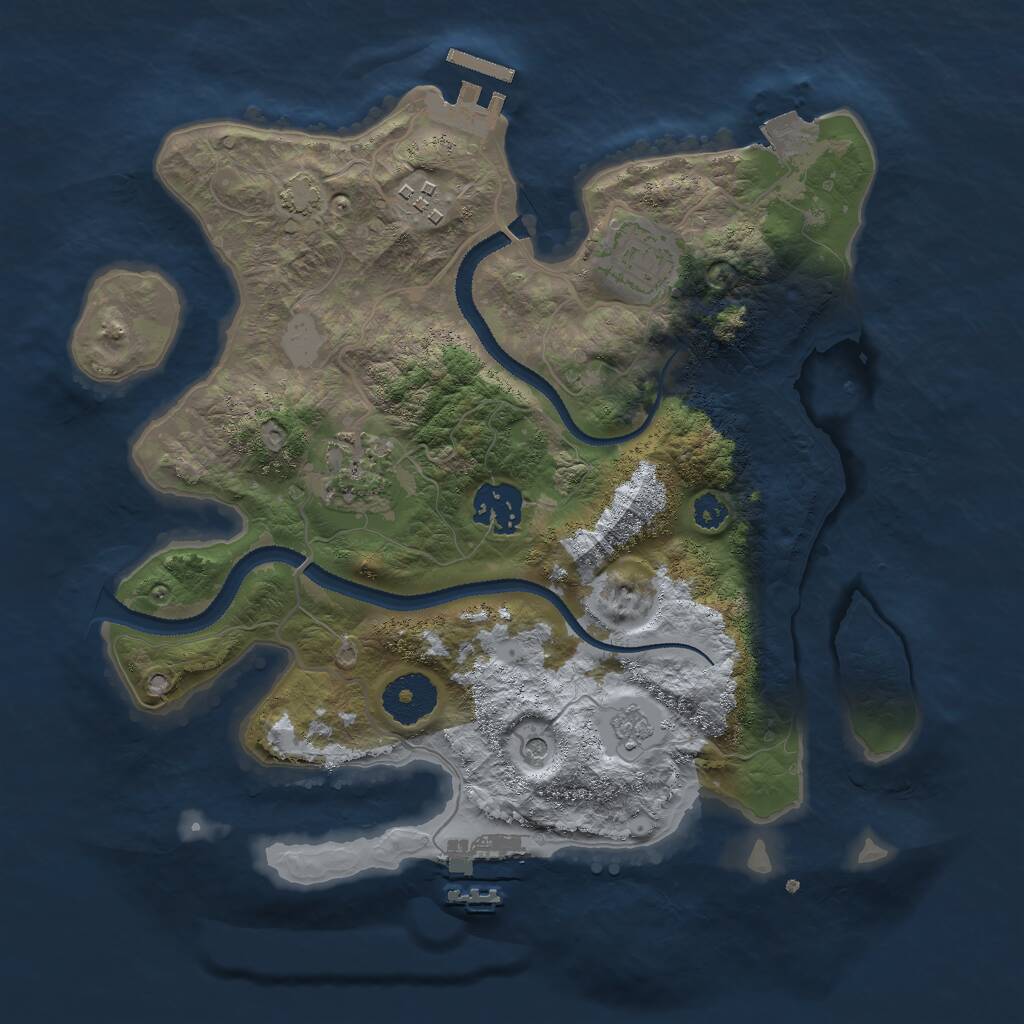 Rust Map: Procedural Map, Size: 3000, Seed: 1090466444, 10 Monuments