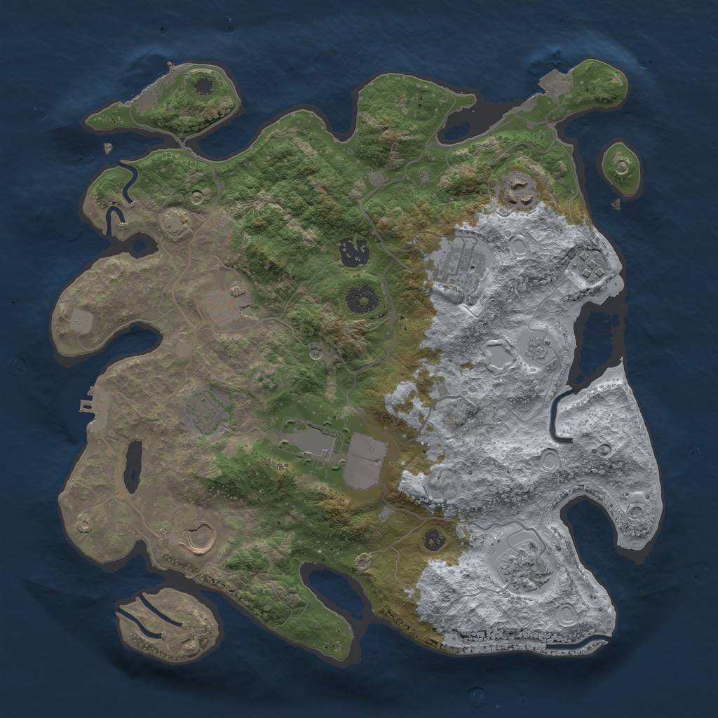 Rust Map: Procedural Map, Size: 3500, Seed: 627934749, 17 Monuments