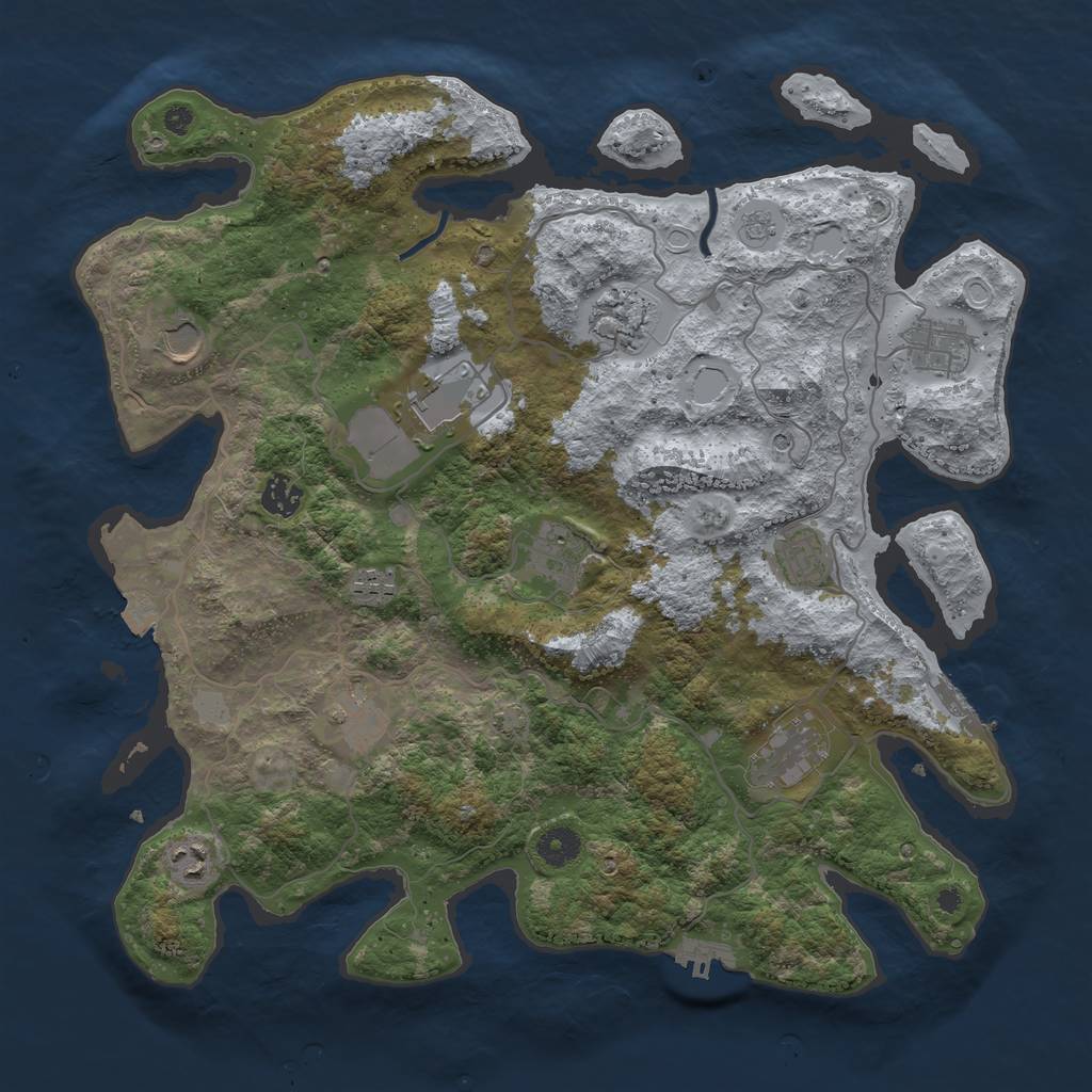 Rust Map: Procedural Map, Size: 4000, Seed: 1844869485, 19 Monuments