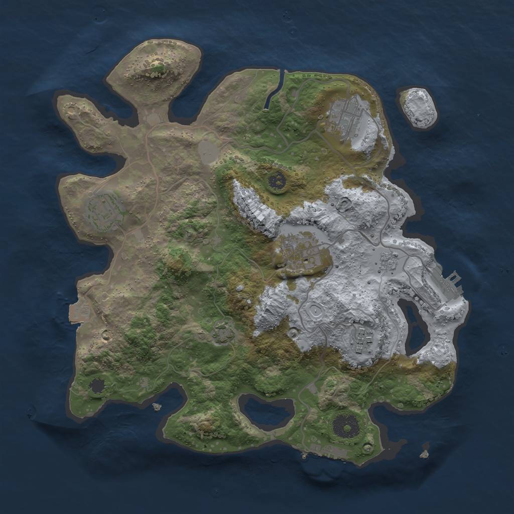 Rust Map: Procedural Map, Size: 3000, Seed: 32123, 11 Monuments