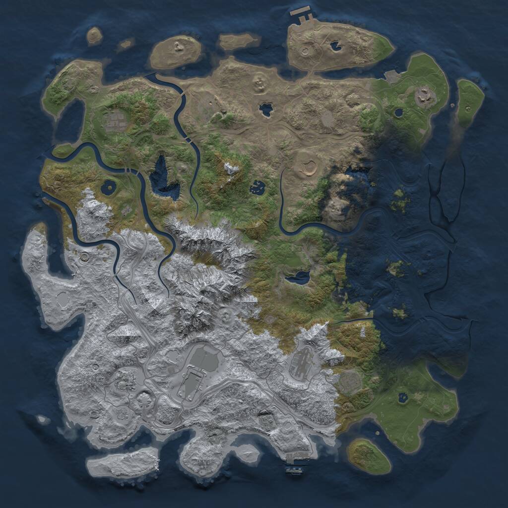 Rust Map: Procedural Map, Size: 5000, Seed: 20000207, 16 Monuments