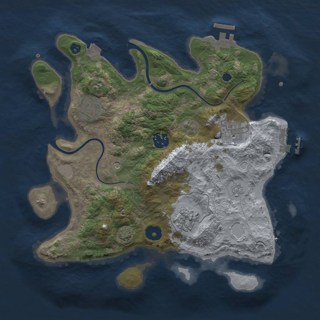 Rust Map: Procedural Map, Size: 3000, Seed: 17913, 10 Monuments