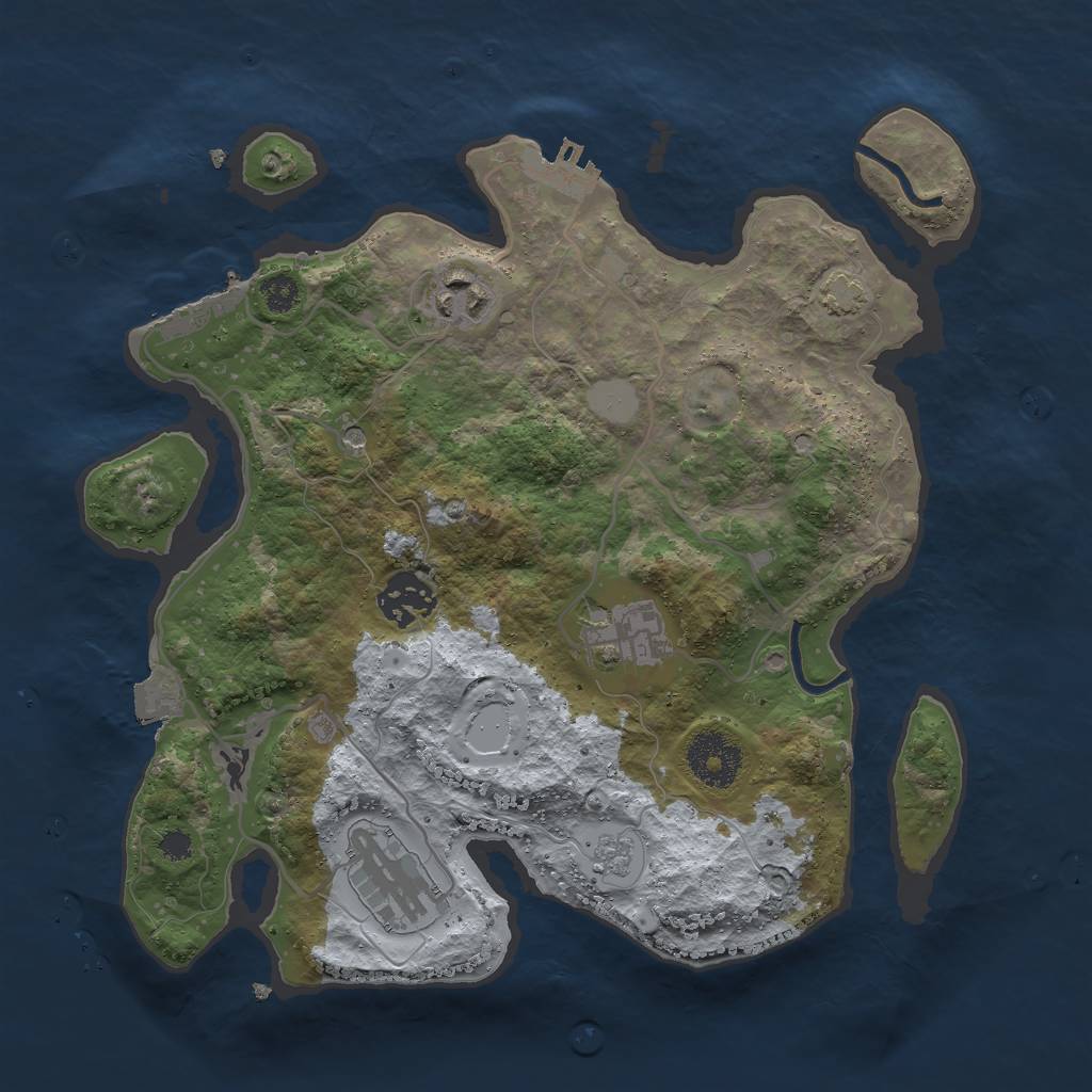 Rust Map: Procedural Map, Size: 3000, Seed: 17217, 12 Monuments