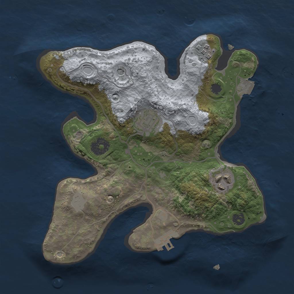 Rust Map: Procedural Map, Size: 2450, Seed: 1458445064, 8 Monuments