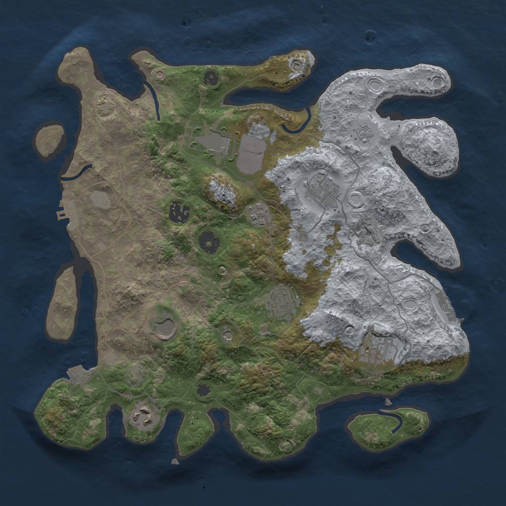 Rust Map: Procedural Map, Size: 3500, Seed: 38249234, 16 Monuments