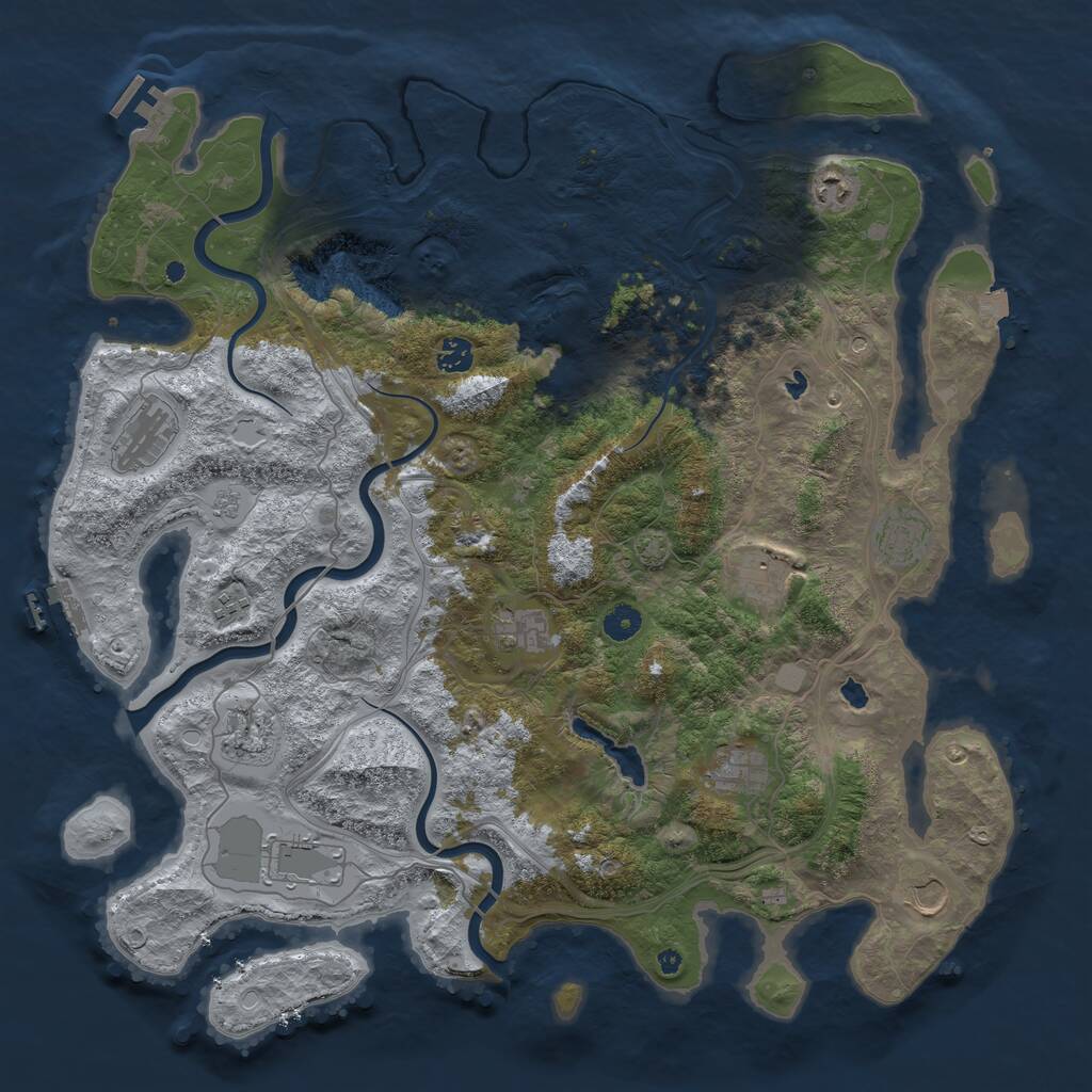 Rust Map: Procedural Map, Size: 4500, Seed: 4439, 17 Monuments
