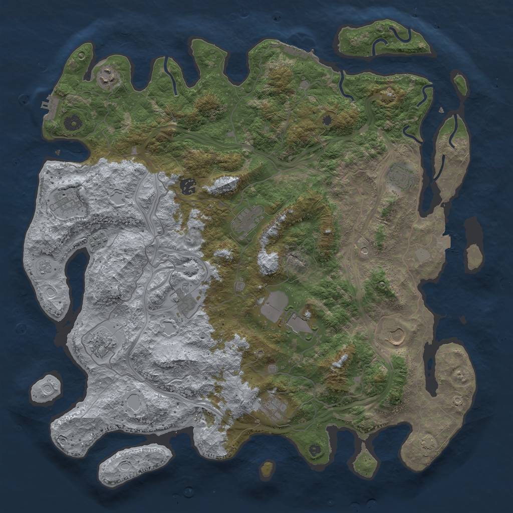 Rust Map: Procedural Map, Size: 4500, Seed: 4439, 19 Monuments