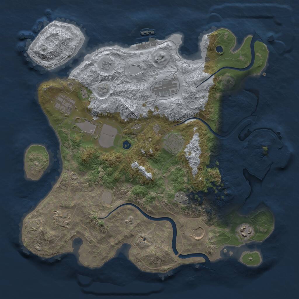 Rust Map: Procedural Map, Size: 3500, Seed: 721334404, 14 Monuments