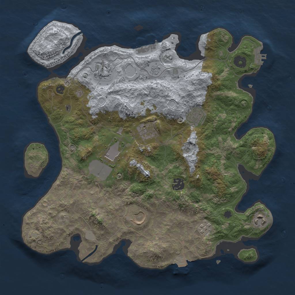 Rust Map: Procedural Map, Size: 3500, Seed: 721334404, 16 Monuments