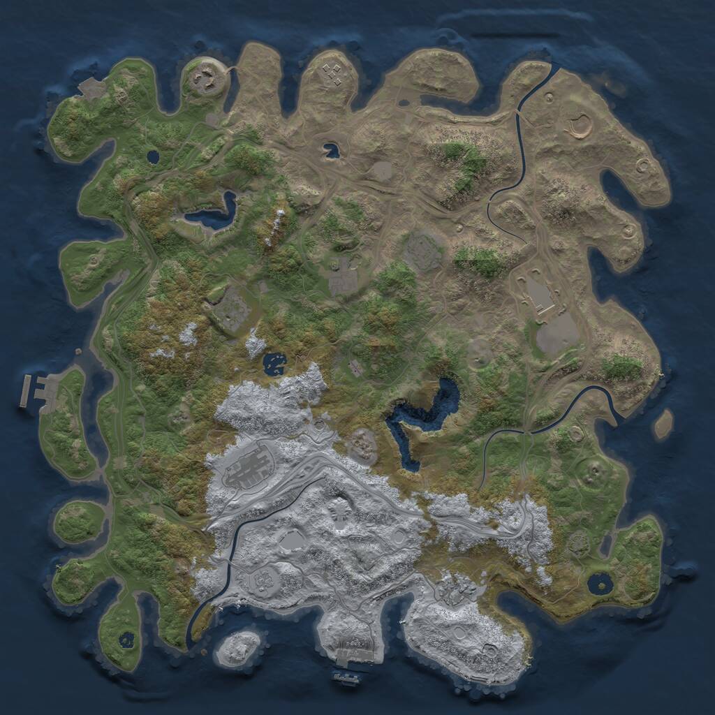 Rust Map: Procedural Map, Size: 4400, Seed: 8675309, 16 Monuments