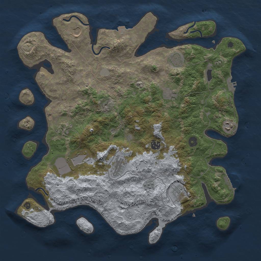 Rust Map: Procedural Map, Size: 4000, Seed: 1914331816, 18 Monuments