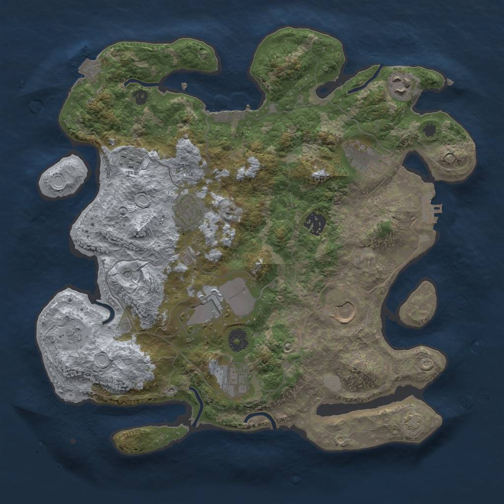 Rust Map: Procedural Map, Size: 3500, Seed: 972008114, 16 Monuments