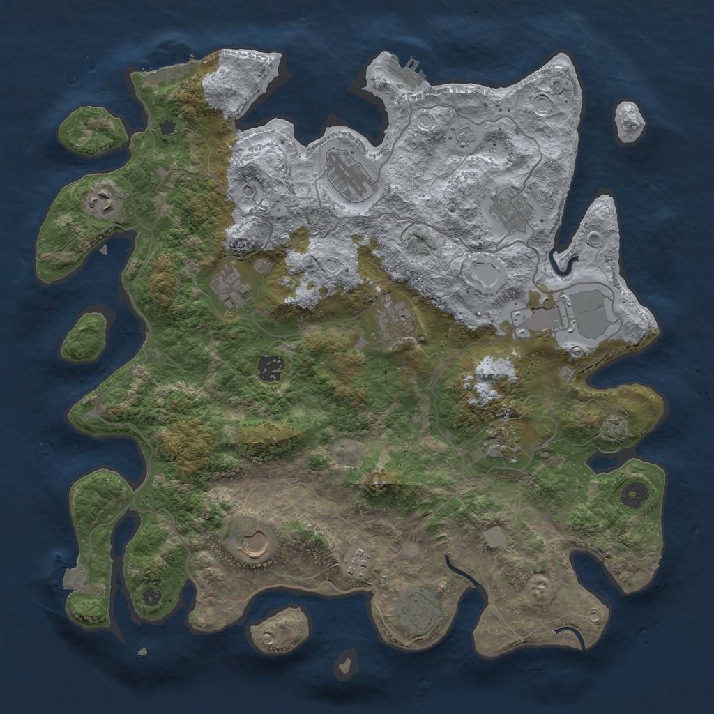 Rust Map: Procedural Map, Size: 4000, Seed: 712701252, 19 Monuments