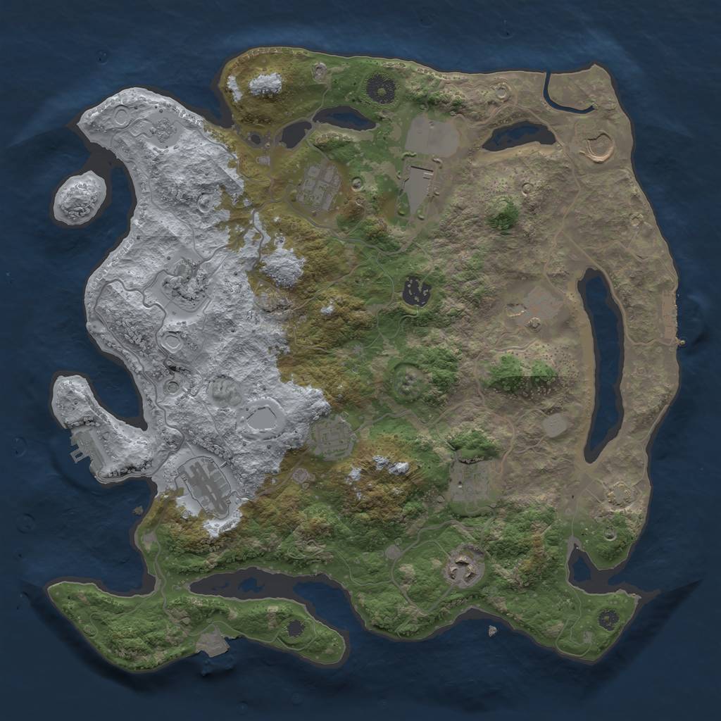 Rust Map: Procedural Map, Size: 3695, Seed: 1441133105, 18 Monuments