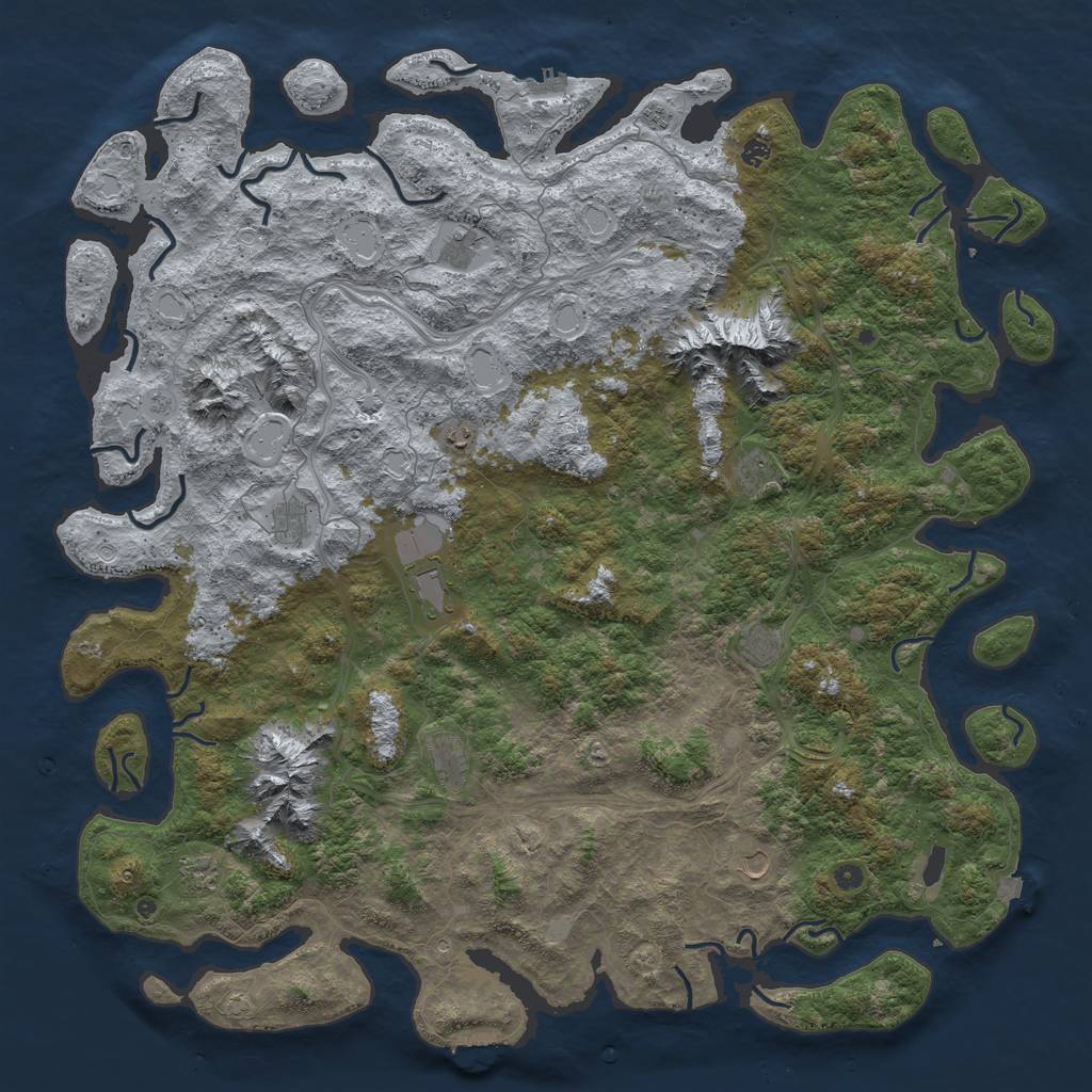 Rust Map: Procedural Map, Size: 6000, Seed: 201179, 19 Monuments