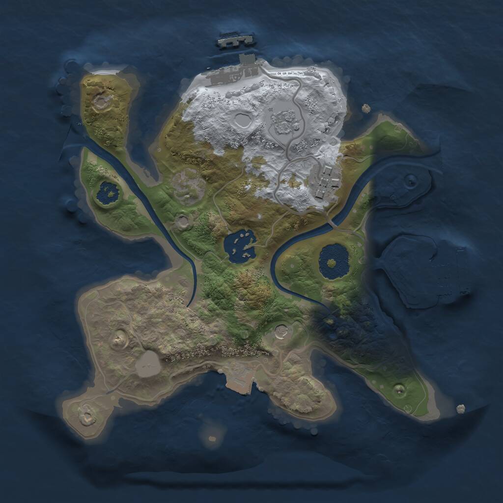 Rust Map: Procedural Map, Size: 2250, Seed: 2028321918, 7 Monuments
