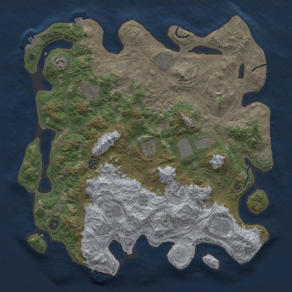 Rust Map: Procedural Map, Size: 4250, Seed: 2114252769, 19 Monuments