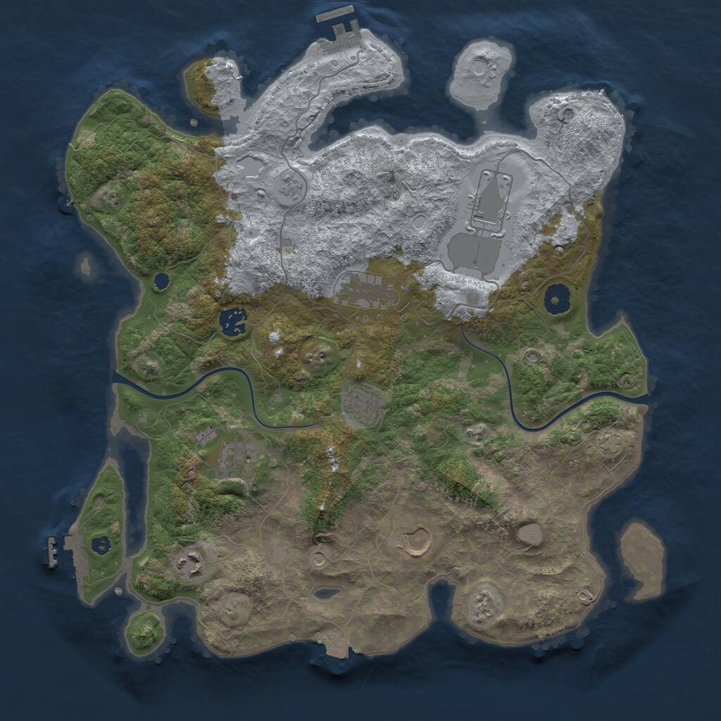 Rust Map: Procedural Map, Size: 3750, Seed: 462069, 13 Monuments