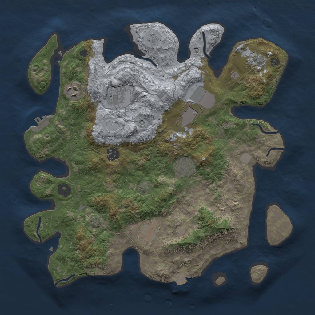 Rust Map: Procedural Map, Size: 3500, Seed: 603260943, 14 Monuments