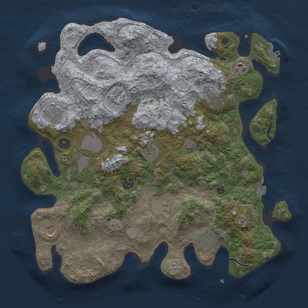 Rust Map: Procedural Map, Size: 4000, Seed: 1193330413, 18 Monuments