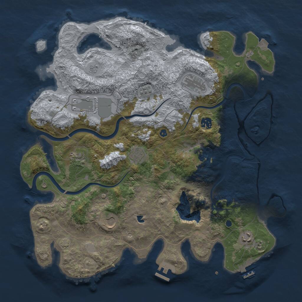 Rust Map: Procedural Map, Size: 4000, Seed: 1193330413, 14 Monuments