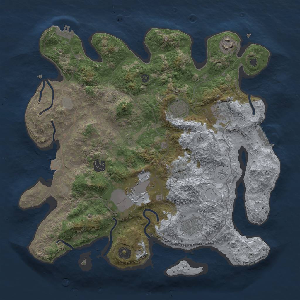 Rust Map: Procedural Map, Size: 3500, Seed: 770132670, 14 Monuments