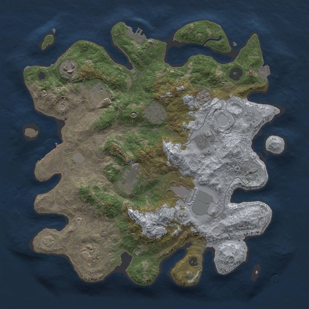 Rust Map: Procedural Map, Size: 3500, Seed: 1142978, 16 Monuments