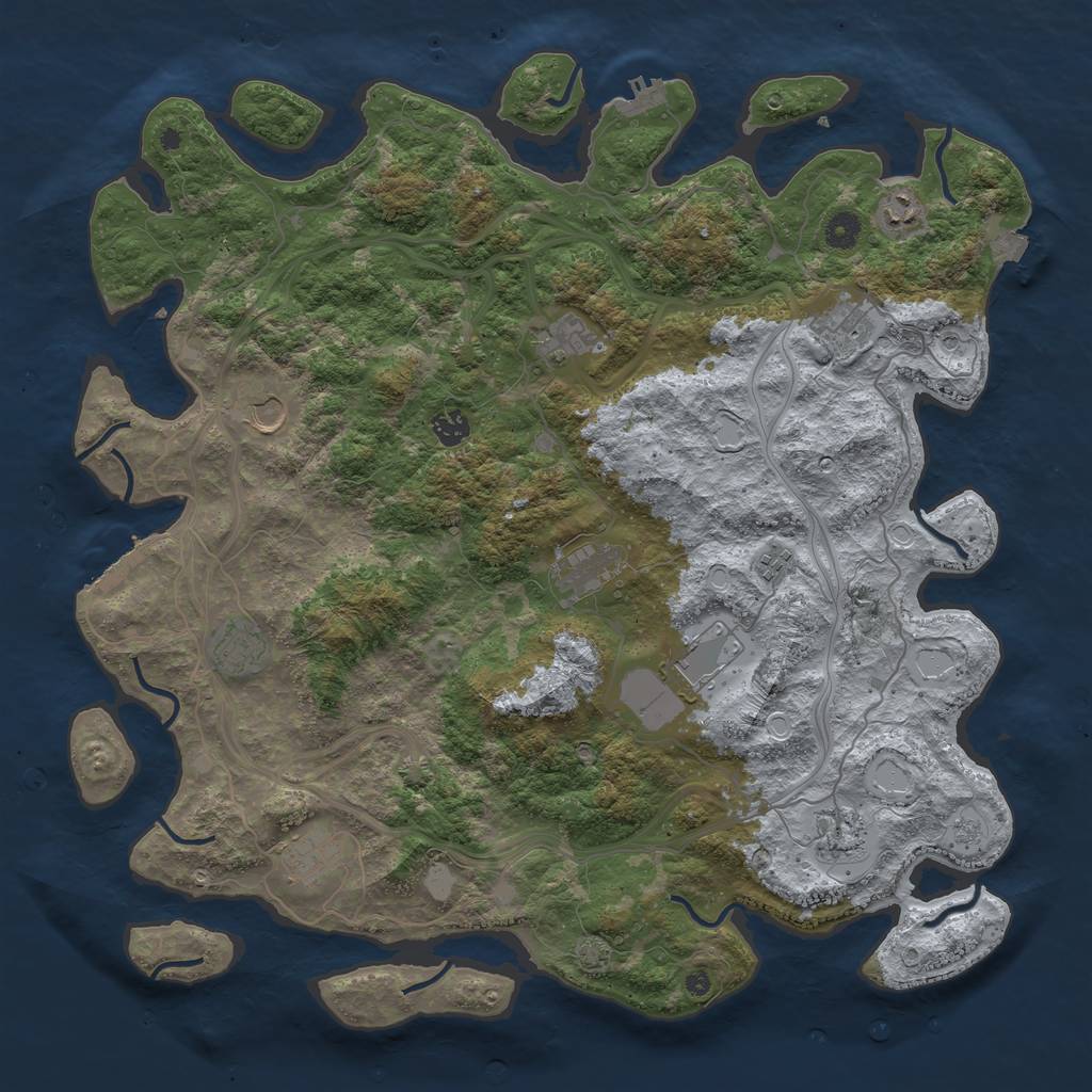 Rust Map: Procedural Map, Size: 4500, Seed: 863018, 19 Monuments