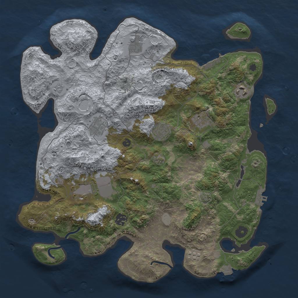 Rust Map: Procedural Map, Size: 3750, Seed: 233131378, 16 Monuments