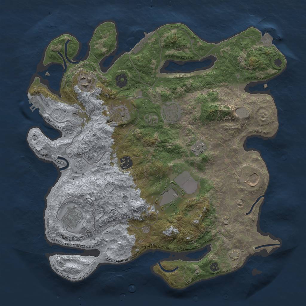 Rust Map: Procedural Map, Size: 3500, Seed: 1960540841, 16 Monuments