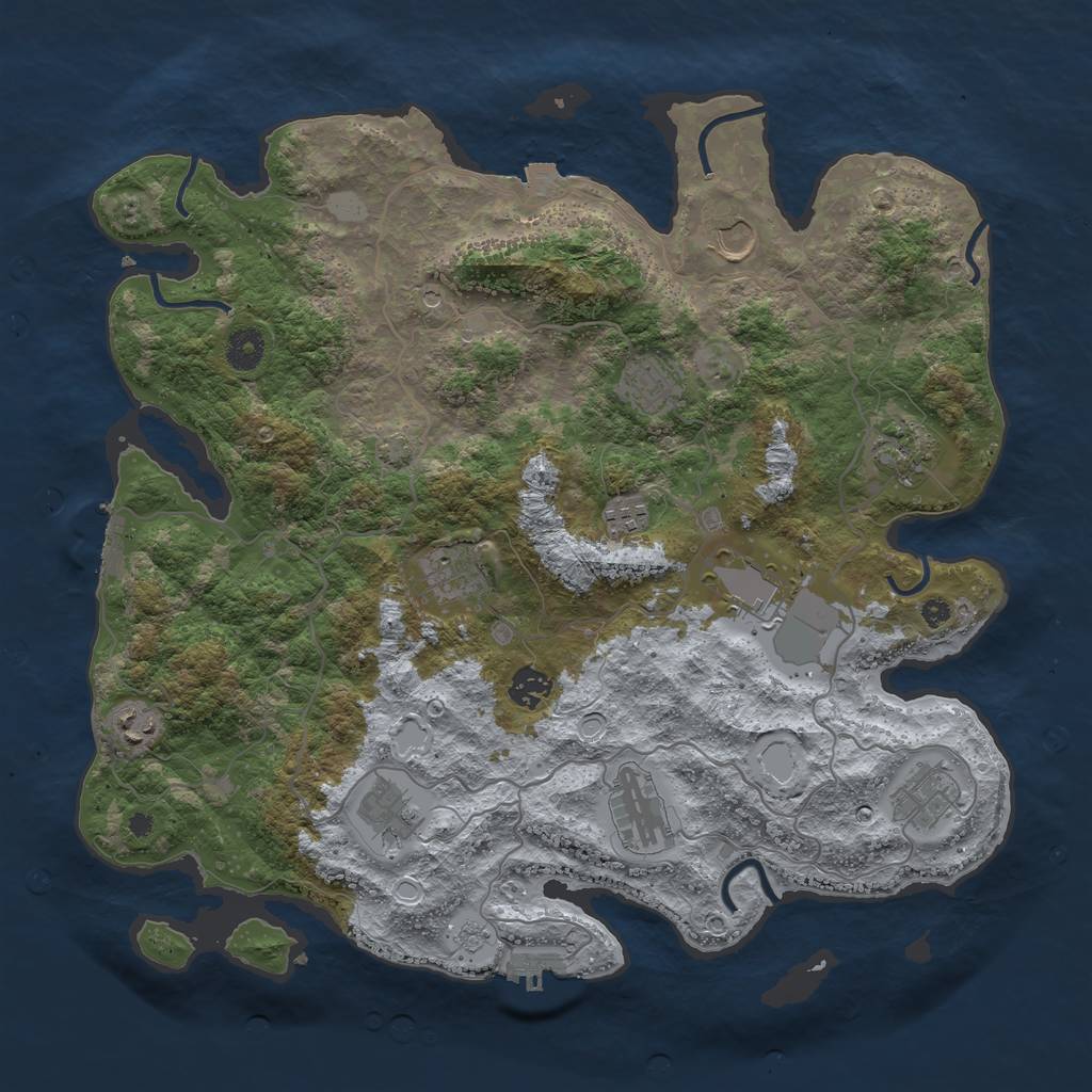 Rust Map: Procedural Map, Size: 4000, Seed: 2515697, 19 Monuments