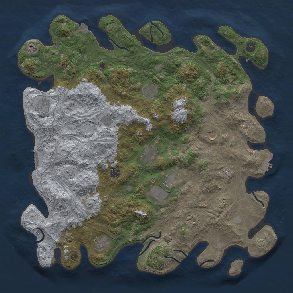 Rust Map: Procedural Map, Size: 4500, Seed: 1218746065, 19 Monuments