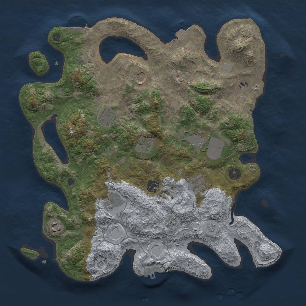 Rust Map: Procedural Map, Size: 3750, Seed: 997738083, 17 Monuments