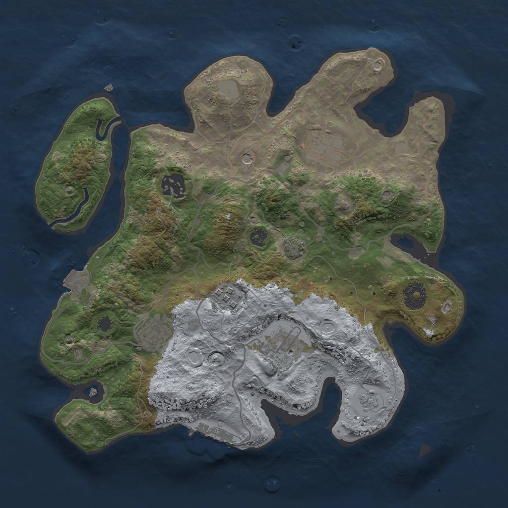 Rust Map: Procedural Map, Size: 3000, Seed: 17884, 12 Monuments