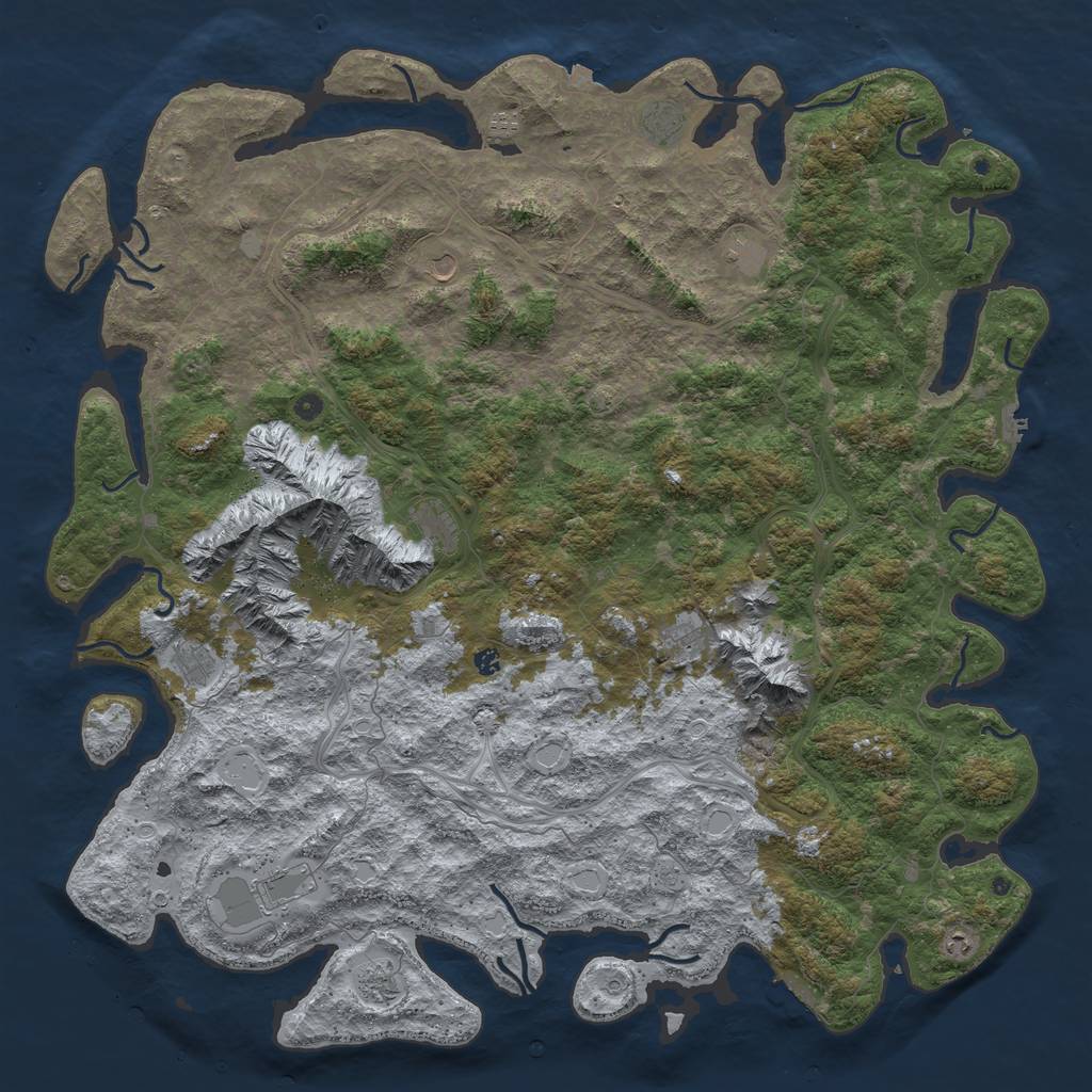 Rust Map: Procedural Map, Size: 6000, Seed: 643534559, 19 Monuments