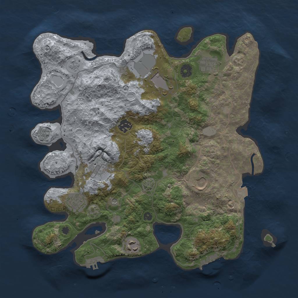 Rust Map: Procedural Map, Size: 3500, Seed: 1760042478, 16 Monuments