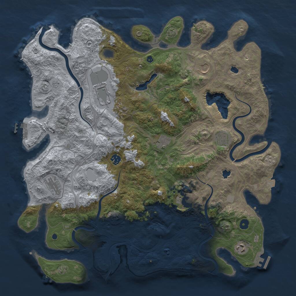 Rust Map: Procedural Map, Size: 4500, Seed: 3259, 16 Monuments
