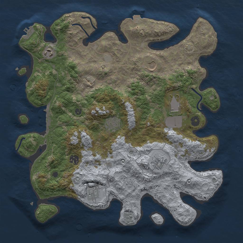 Rust Map: Procedural Map, Size: 3750, Seed: 97027736, 16 Monuments