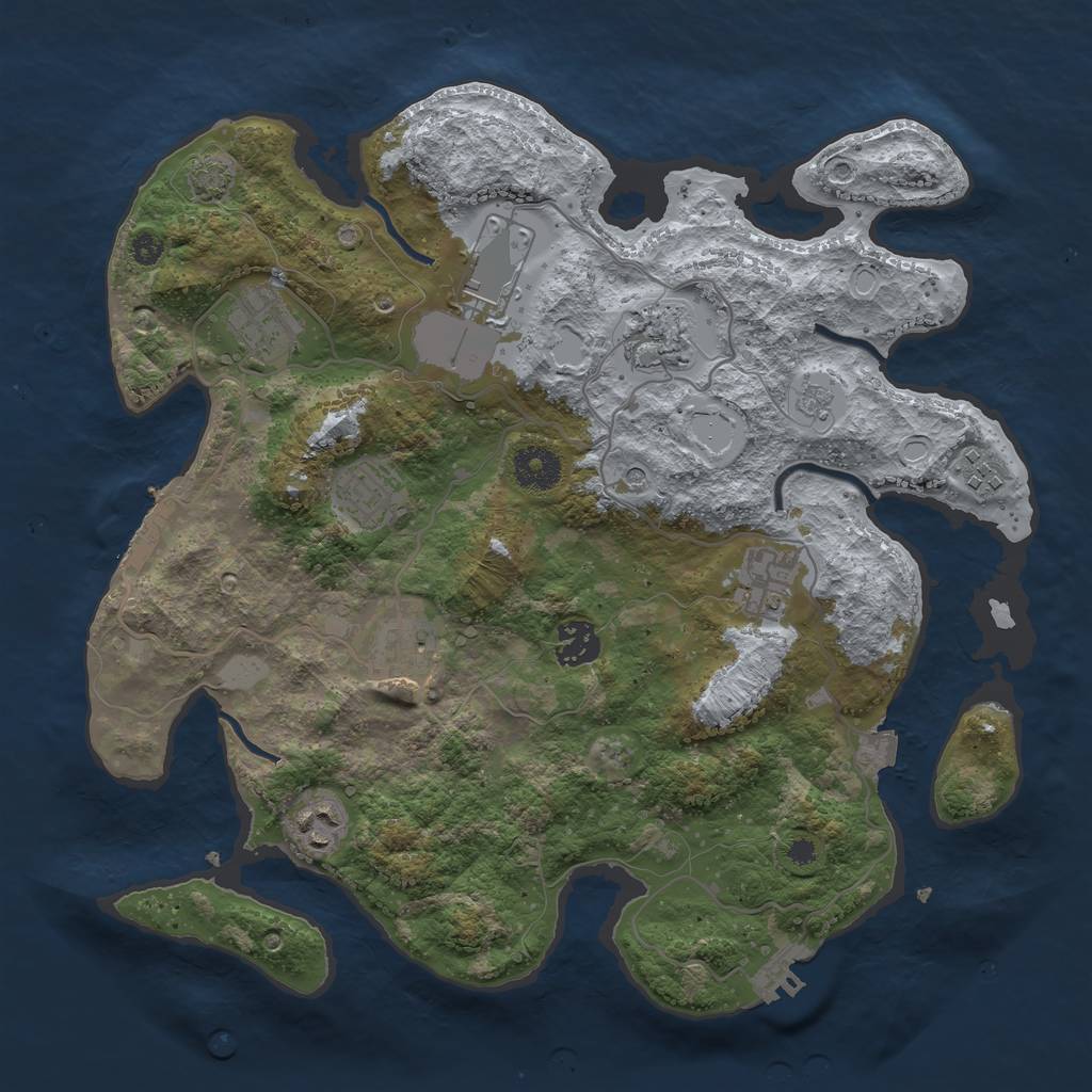 Rust Map: Procedural Map, Size: 3500, Seed: 537836980, 17 Monuments