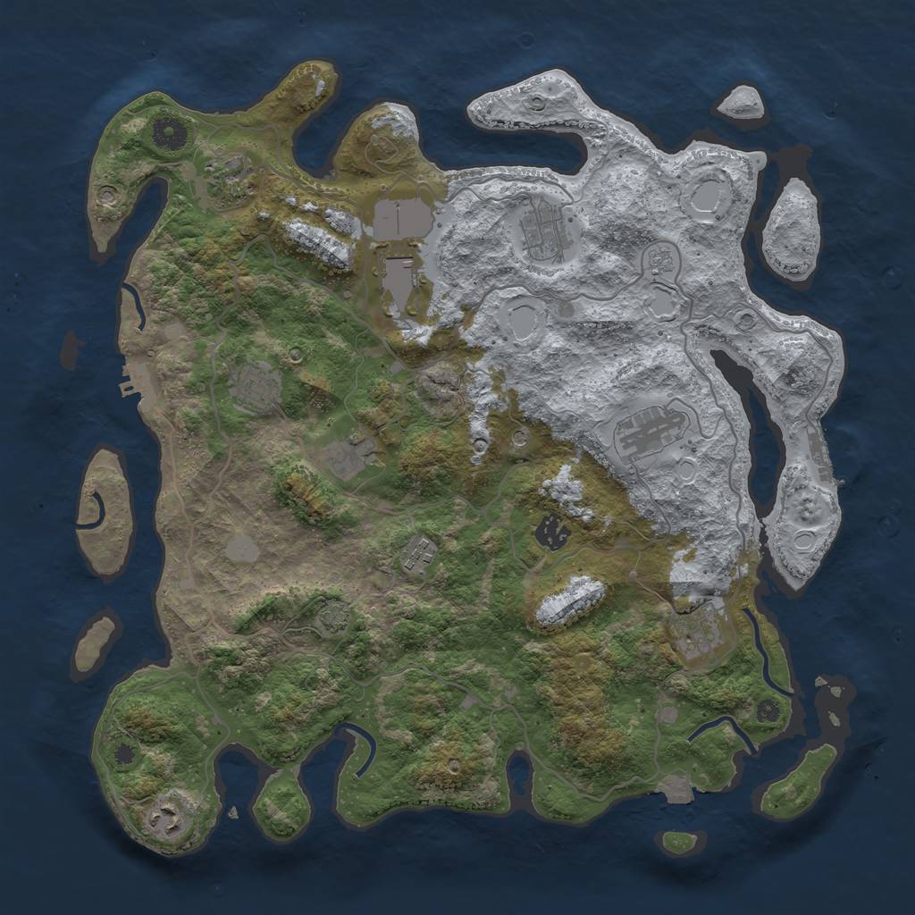 Rust Map: Procedural Map, Size: 4000, Seed: 1143776697, 18 Monuments
