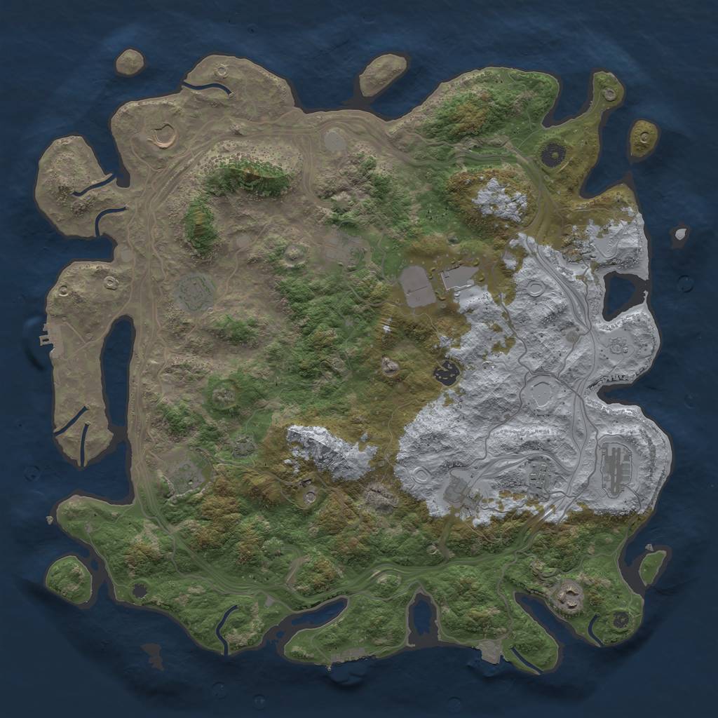 Rust Map: Procedural Map, Size: 4500, Seed: 591809253, 19 Monuments