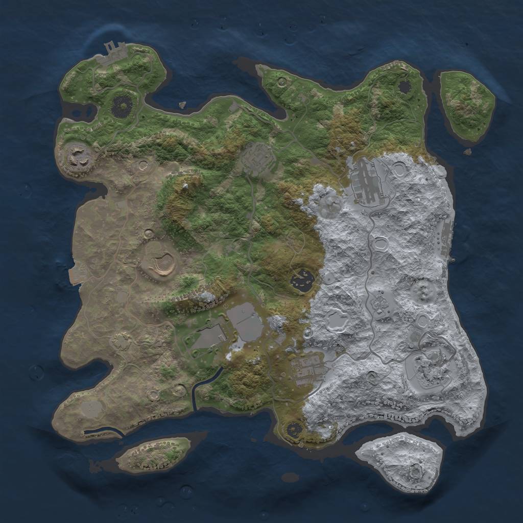 Rust Map: Procedural Map, Size: 3500, Seed: 1045222702, 16 Monuments