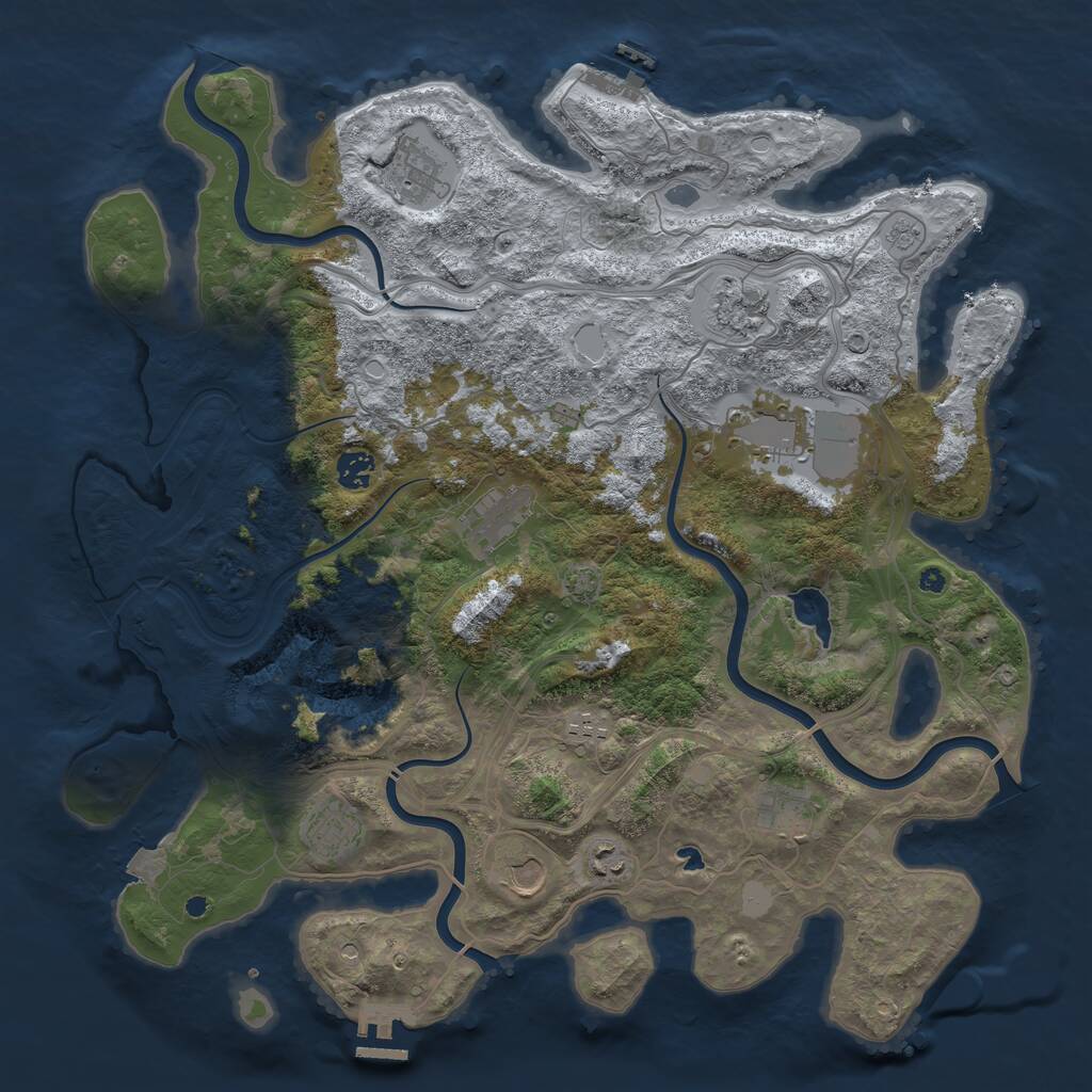 Rust Map: Procedural Map, Size: 4250, Seed: 1393357063, 16 Monuments