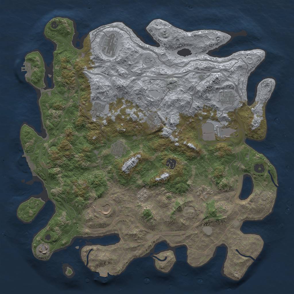 Rust Map: Procedural Map, Size: 4250, Seed: 1393357063, 19 Monuments