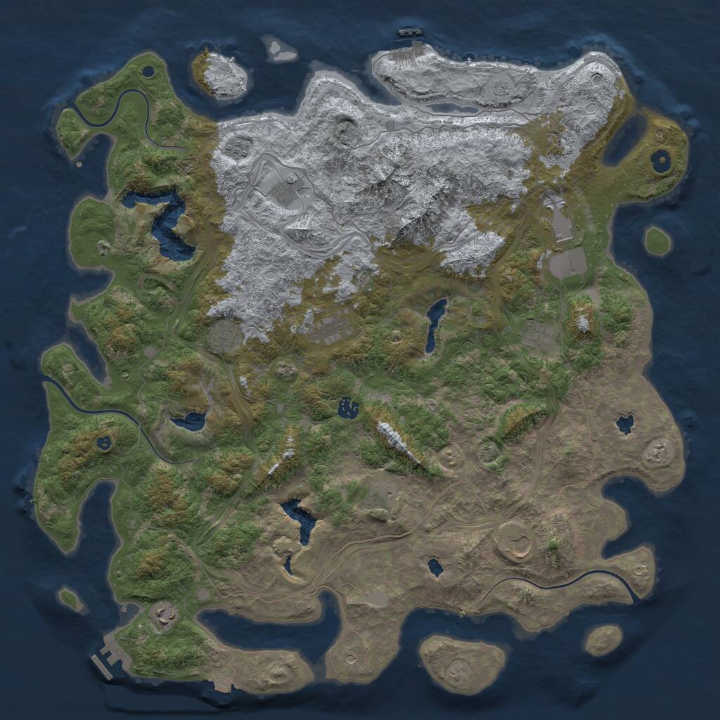 Rust Map: Procedural Map, Size: 5000, Seed: 1047476243, 17 Monuments