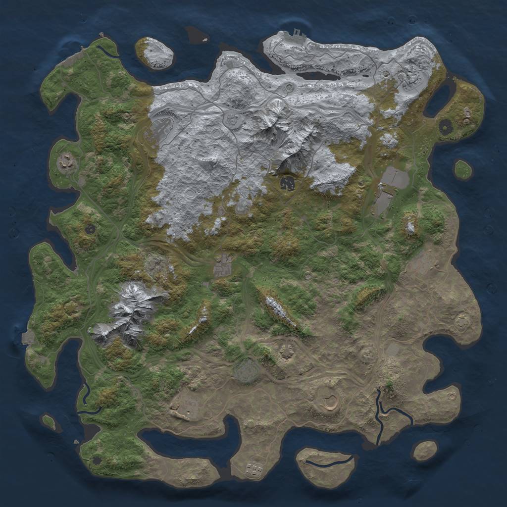 Rust Map: Procedural Map, Size: 5000, Seed: 1047476243, 19 Monuments