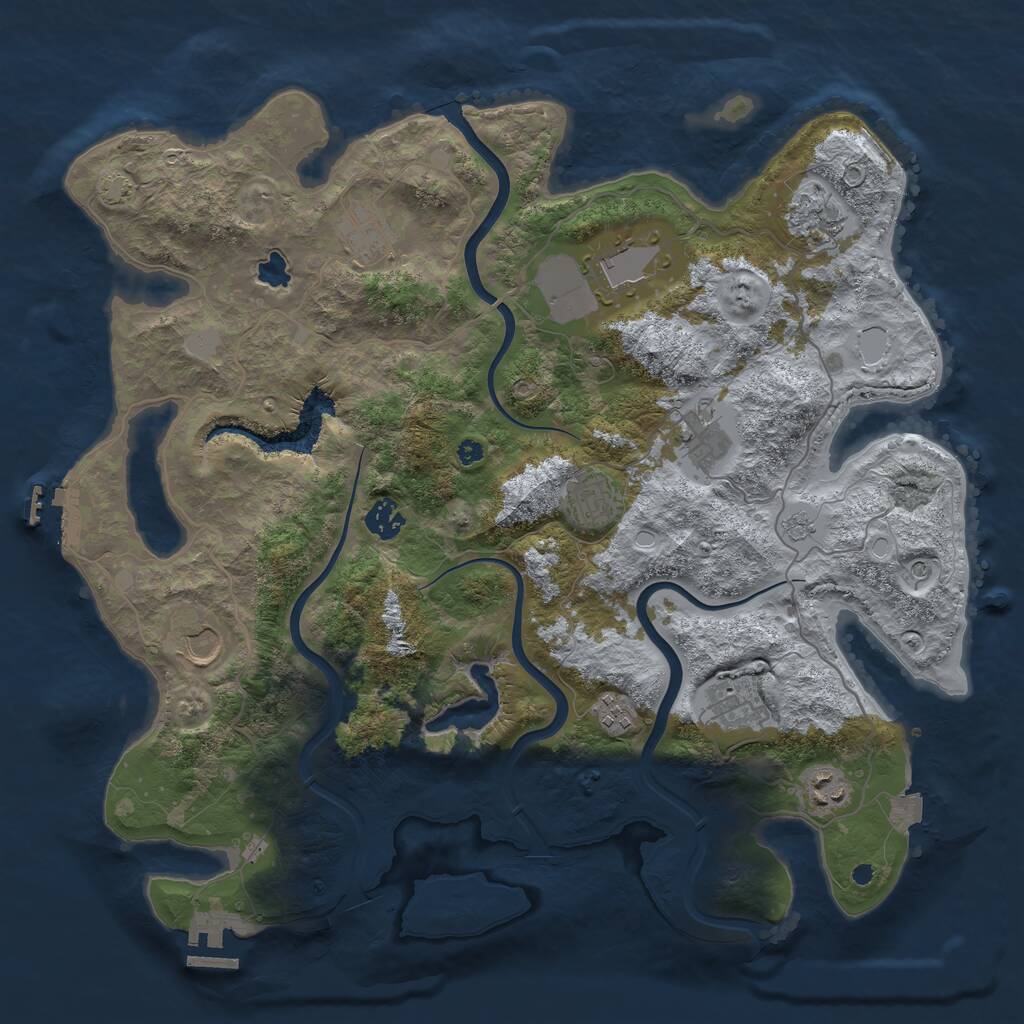Rust Map: Procedural Map, Size: 4000, Seed: 3518624, 16 Monuments