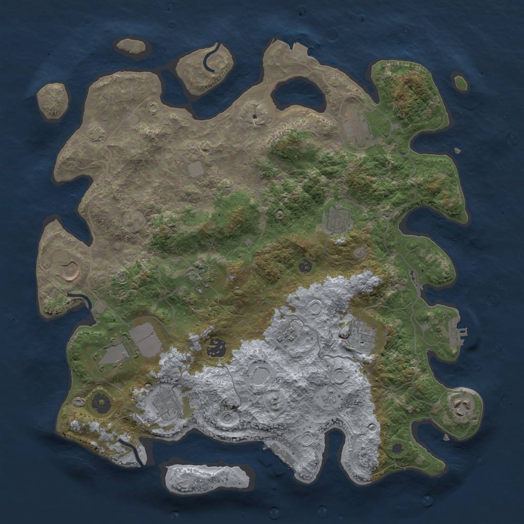 Rust Map: Procedural Map, Size: 4000, Seed: 2077257942, 18 Monuments